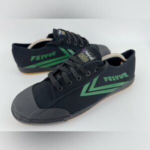 FEIYUE 1920 Martial Arts Sneakers Men's, US Size 12M, Black /Green Canvas